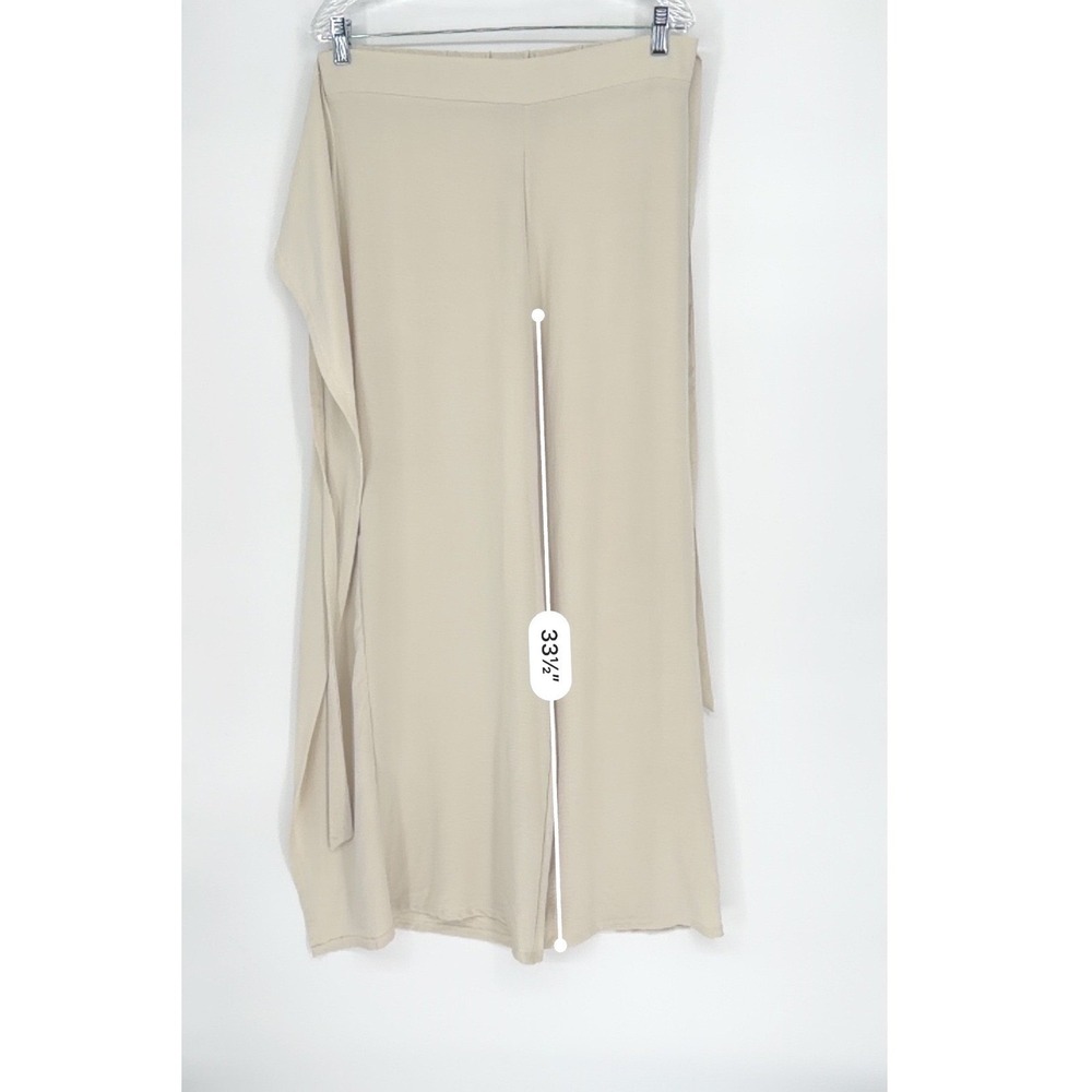 ZARA Beige Wrap Style Palazzo Wide Leg Pants XL Resortwear Party Vacation 101-02 - Picture 6 of 13